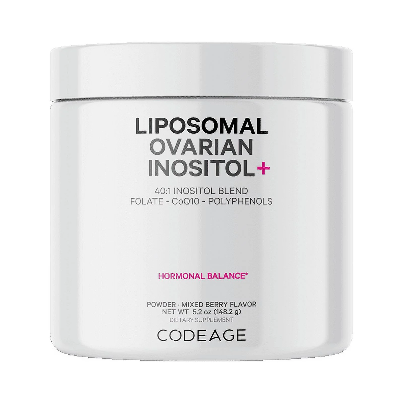 Codeage Liposomal Ovarian Inositol Powder, Myo & D-Chiro-Inositol, Folate, CoQ10 Phytosome, 5.2 oz
