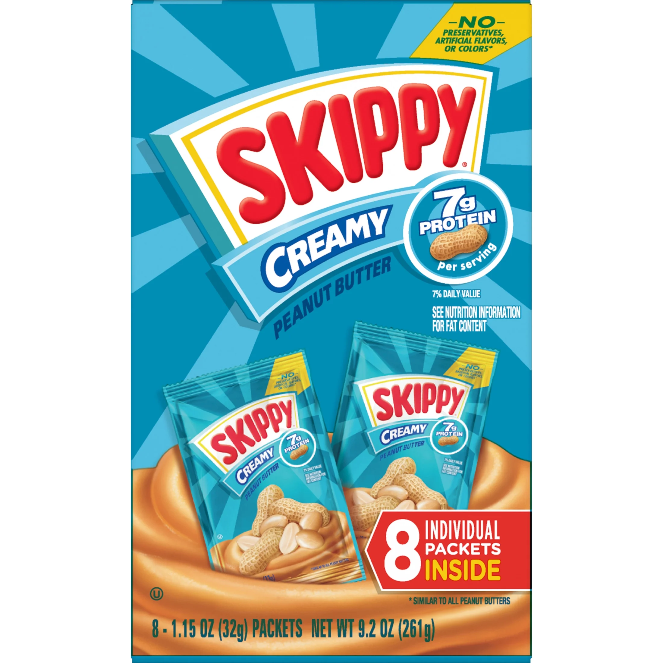 SKIPPY Creamy Peanut Butter Individual Squeeze Packs, 1.15 oz (64 Pouches)