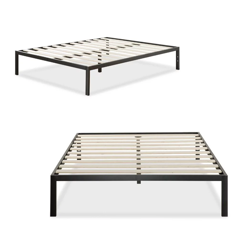 Modern Studio Platform 1500 Metal Bed Frame/Mattress Foundation, no Boxspring needed, Wooden Slat Support, Queen