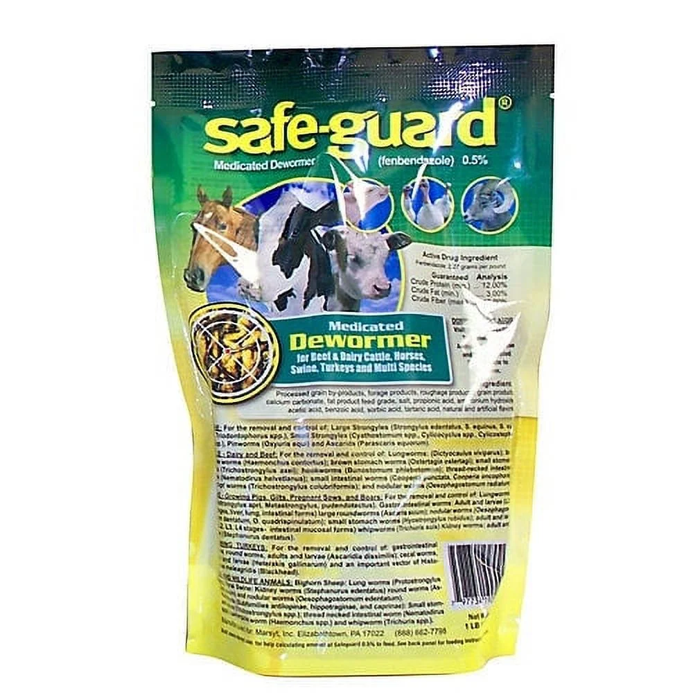 Safe-Guard Cattle Multi Species Wormer .5% 5 Pounds Alfalfa Based Pellets