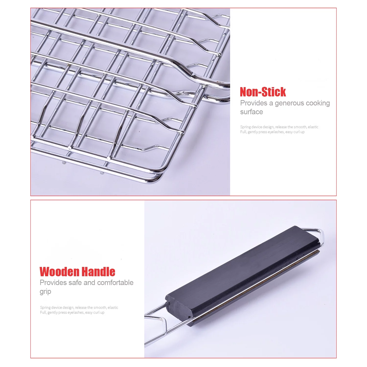 Grilling Basket Non-Stick Barbecue Basket Heavy Duty BBQ Tools Grill Basket for Meats Fish Vegetables Steak