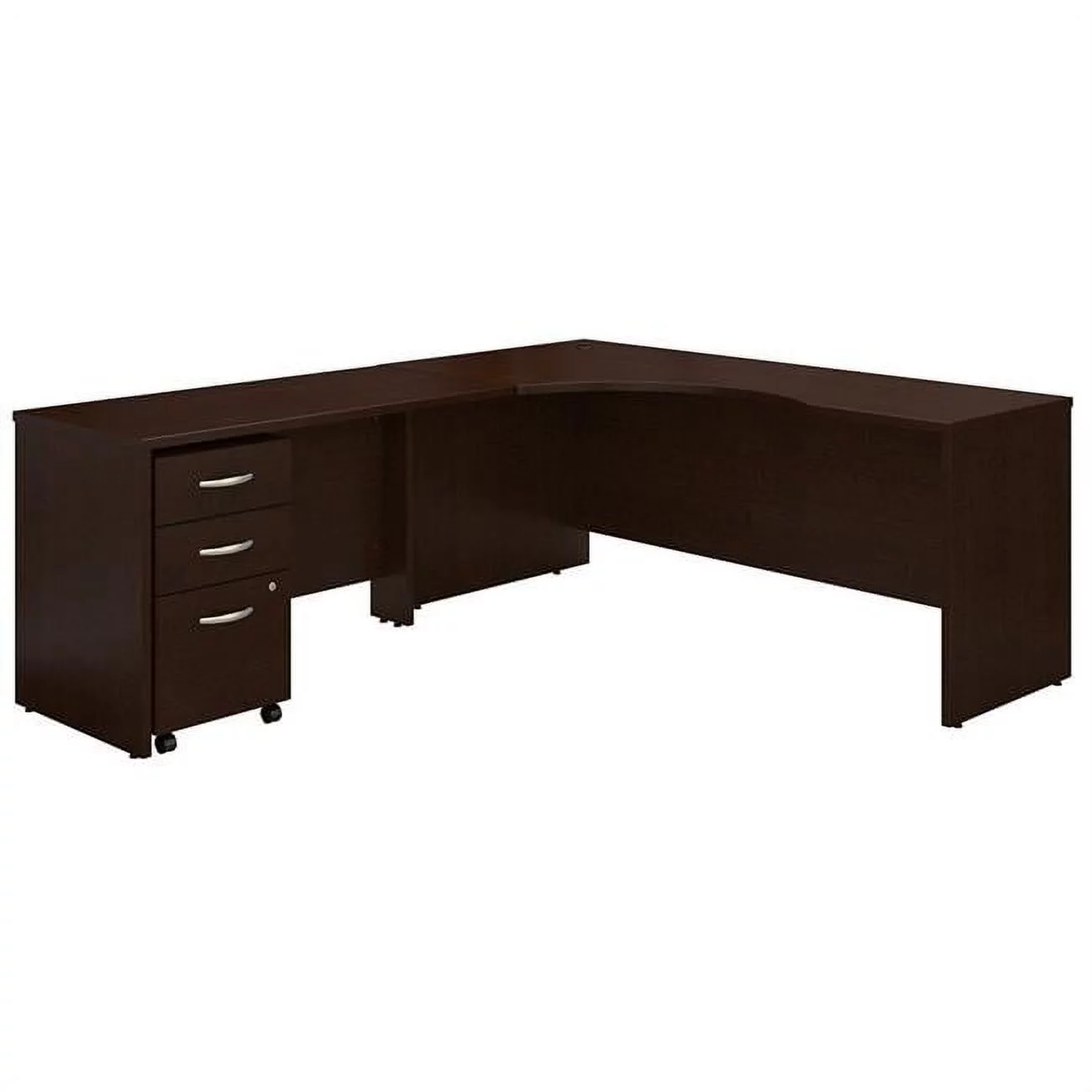 Bush Business Furniture  72 in. Series C Left Handed Corner Desk with 48 in. Return & Mobile File Cabinet - Mocha Cherry