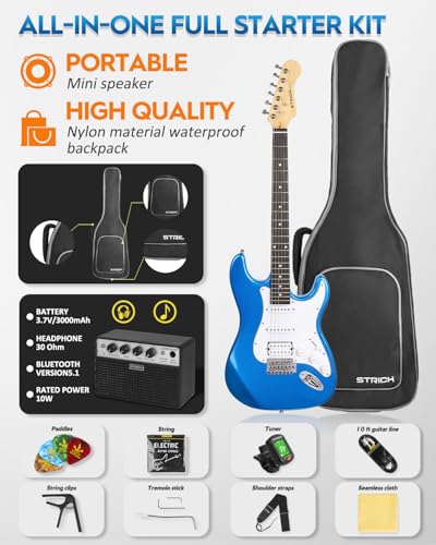 STRICH Electric Guitar Beginner Kit, Solid Body 39