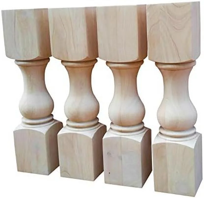18 inch traditional bench legs or coffee table legs- unfinished wood, wide- set of 4
