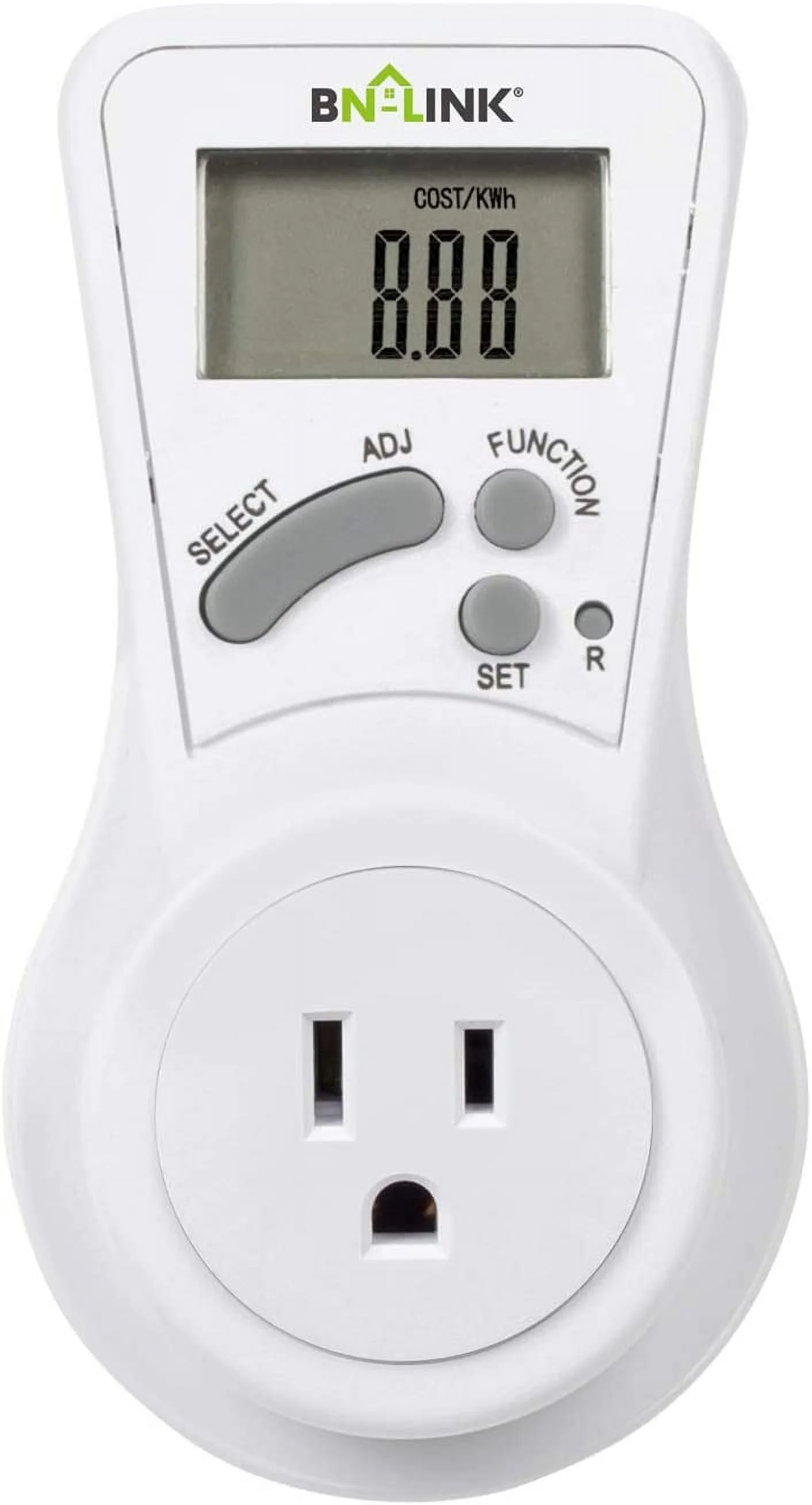 BN-LINK LCD Plug in Power Energy Meter Voltage Amps Electricity Usage Monitor Digital LCD Display Wall Socket Outlet,Power Consumption Monitor, 7 Display Modes for Energy Saving, Watt Meter