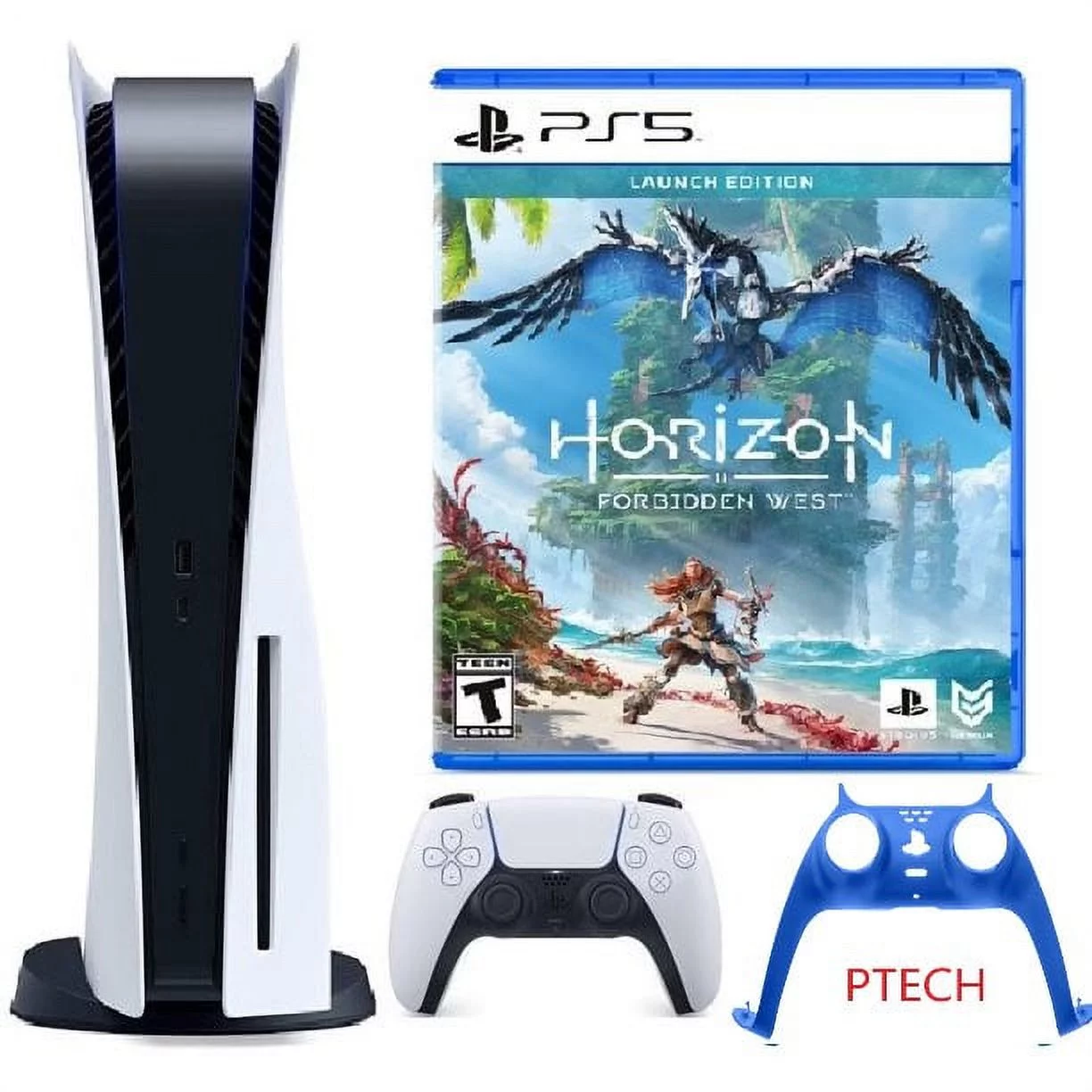 2022 Newest PlayStation_PS5 Gaming Console Disc Version Bundle with Horizon Forbidden West / Silicone Controller Cover Skin