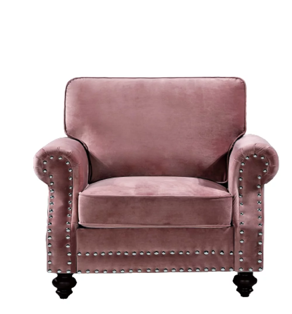 Uspridefurniture Feingold velvet 37.8'' Wide Tufted Armchair - Pink