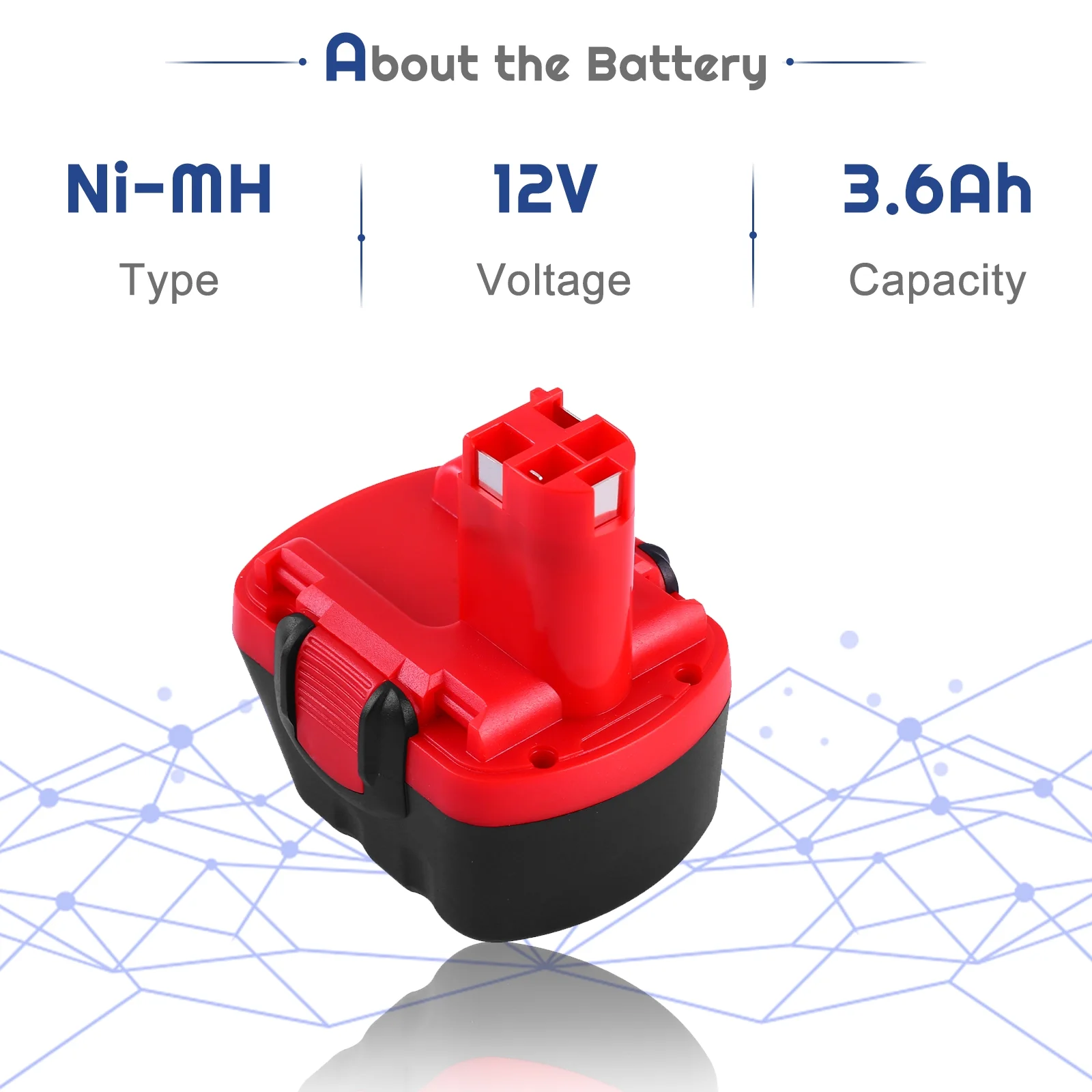 12V 3.6Ah BAT043 Ni-MH Replacement for Bosch 12v Battery BAT045 BAT139 BAT120 2607335542 2607335526 2607335274 2607335709 Cordless Power Tool PSR 12, PSR 12VE, PSR 12VE-2