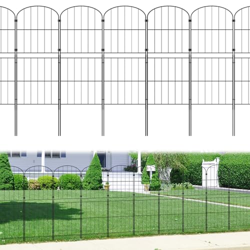 PINPON Decorative Garden Fence 10 Panels 37.5in (H) x 10.4ft (L) Border Animal Barrier, Rustproof Metal Wire Landscape Wire Edge Flower Bed Fencing for Patio Yard Outdoor Decor, Arched