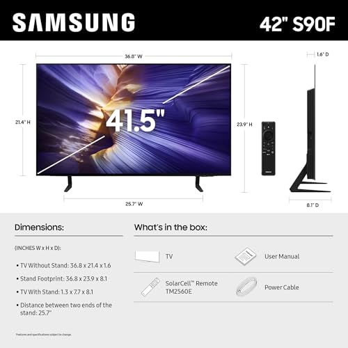 Samsung 55-Inch Class OLED S90F 4K Smart TV (2025 Model) NQ4 AI Gen3 Processor, 4K AI Upscaling Pro, OLED HDR +, Motion Xcelerator 144Hz, Samsung Vision AI, Alexa Built-in