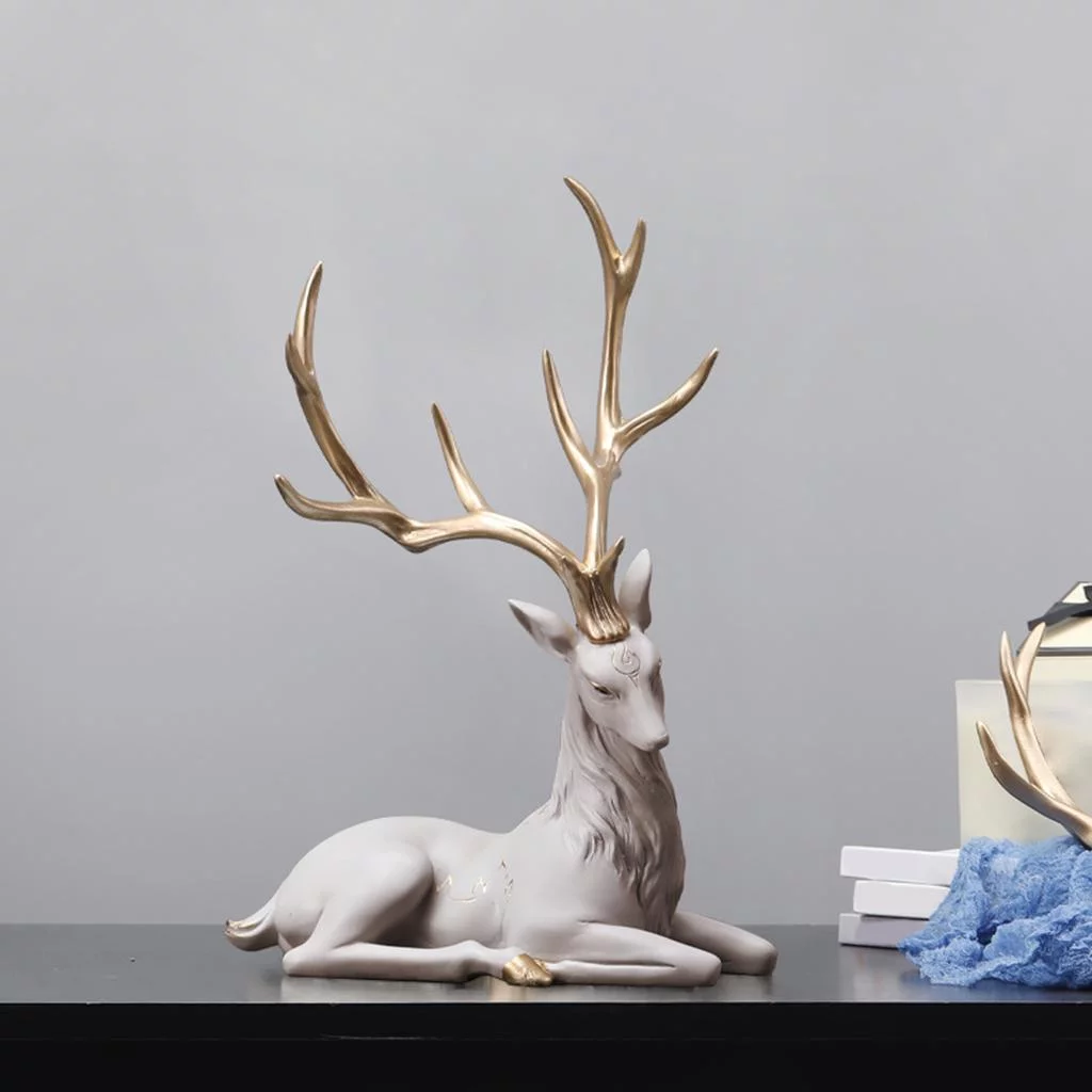 Creative Reindeer Ornaments Light Luxury Collectible Modern Deer Decoration for Living Room Window Xmas Gifts Furnishings Figurine Statue Sitting Coffee