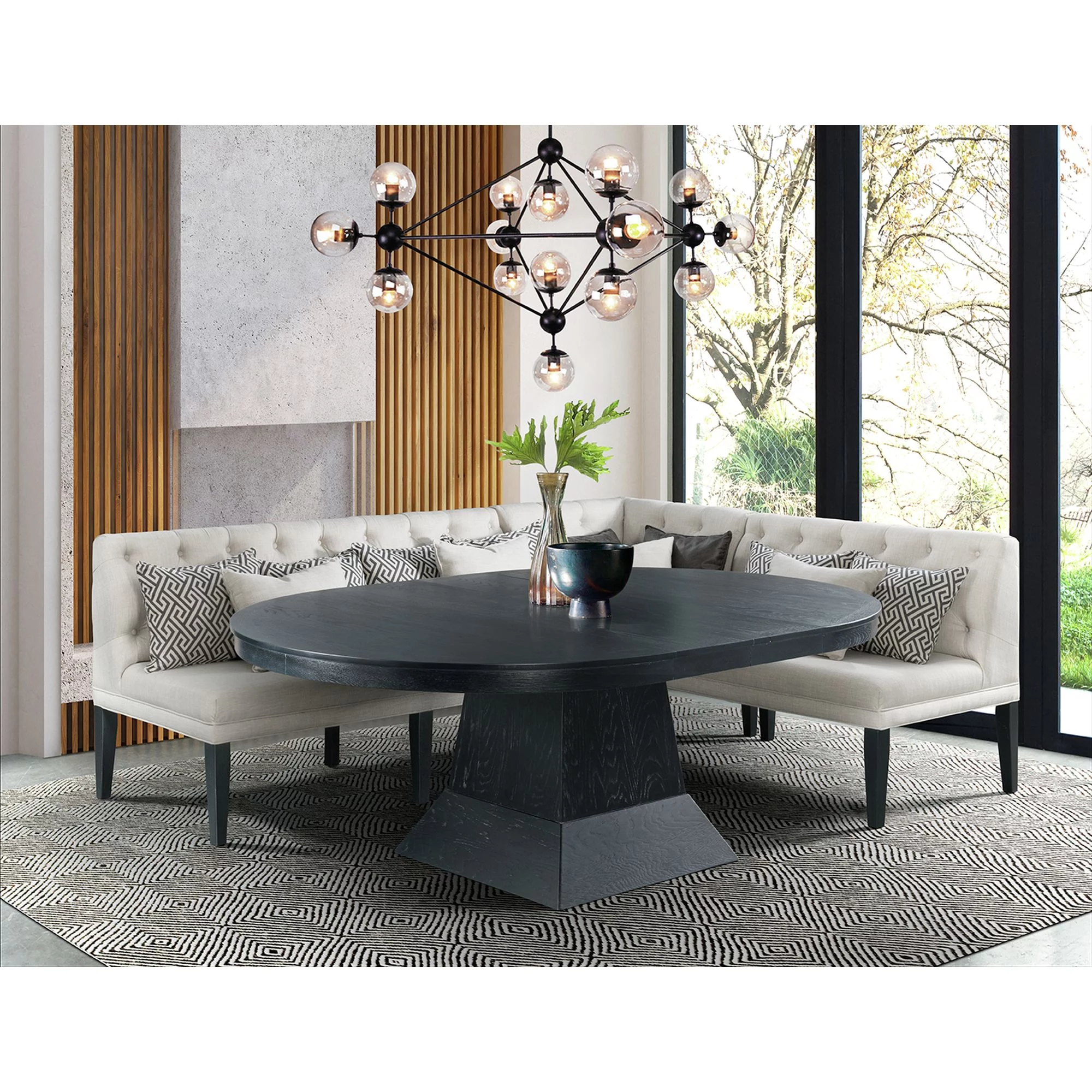 Picket House Furnishings Mara 4PC Oval Dining Table Set in Black