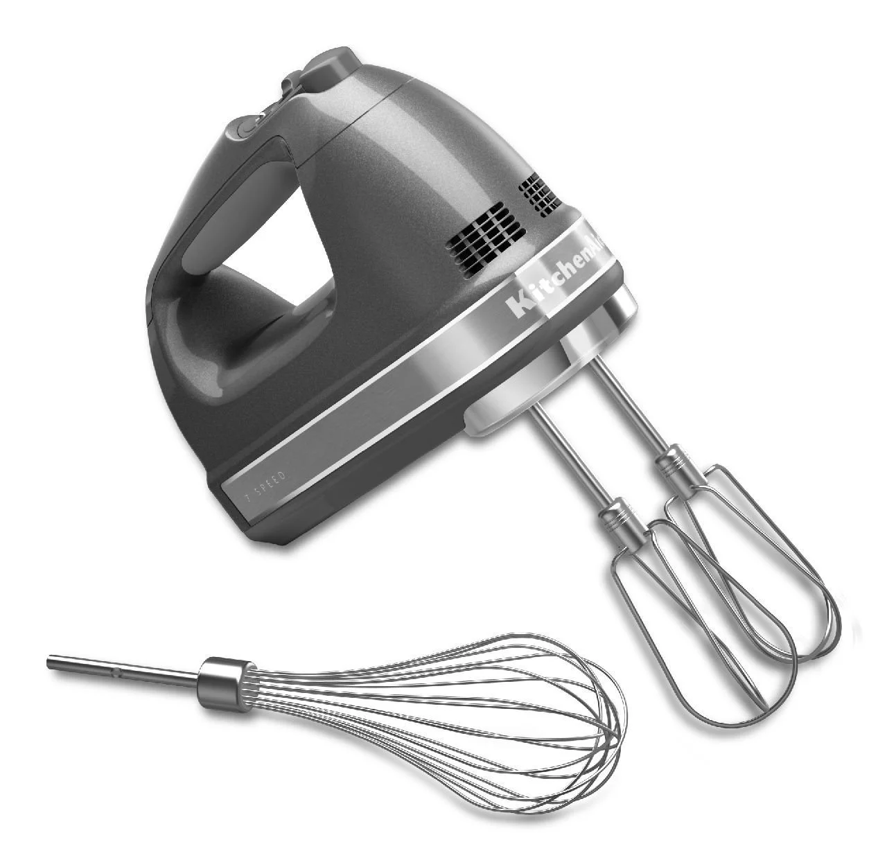 KitchenAid KHM7210QG 7-Speed Digital Hand Mixer with Turbo Beater II Accessories and Pro Whisk - Liquid Graphite