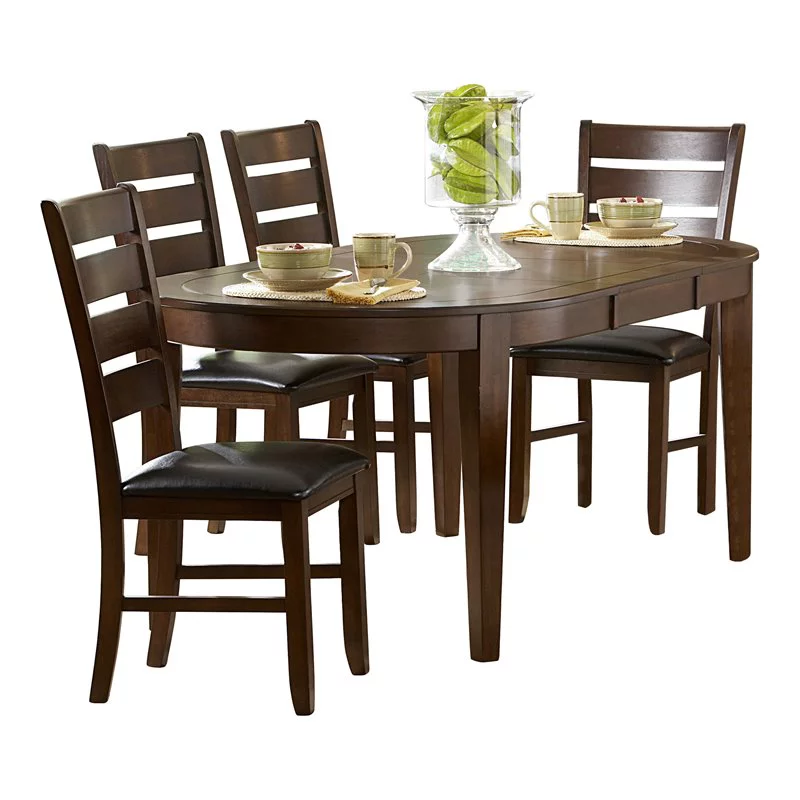 Pemberly Row 5-piece Wood Dining Set with 1 Table and 4 Side Chairs in Oak