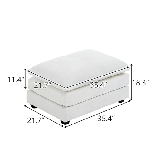 Karl home Sectional Sofa Modular Deep Seat Sofa Couch with Ottoman, Chenille Sofa Sleeper Comfy Upholstered Furniture for Living Room, Apartment, Studio, Office, (3-Seat & 1-Ottoman, Beige)