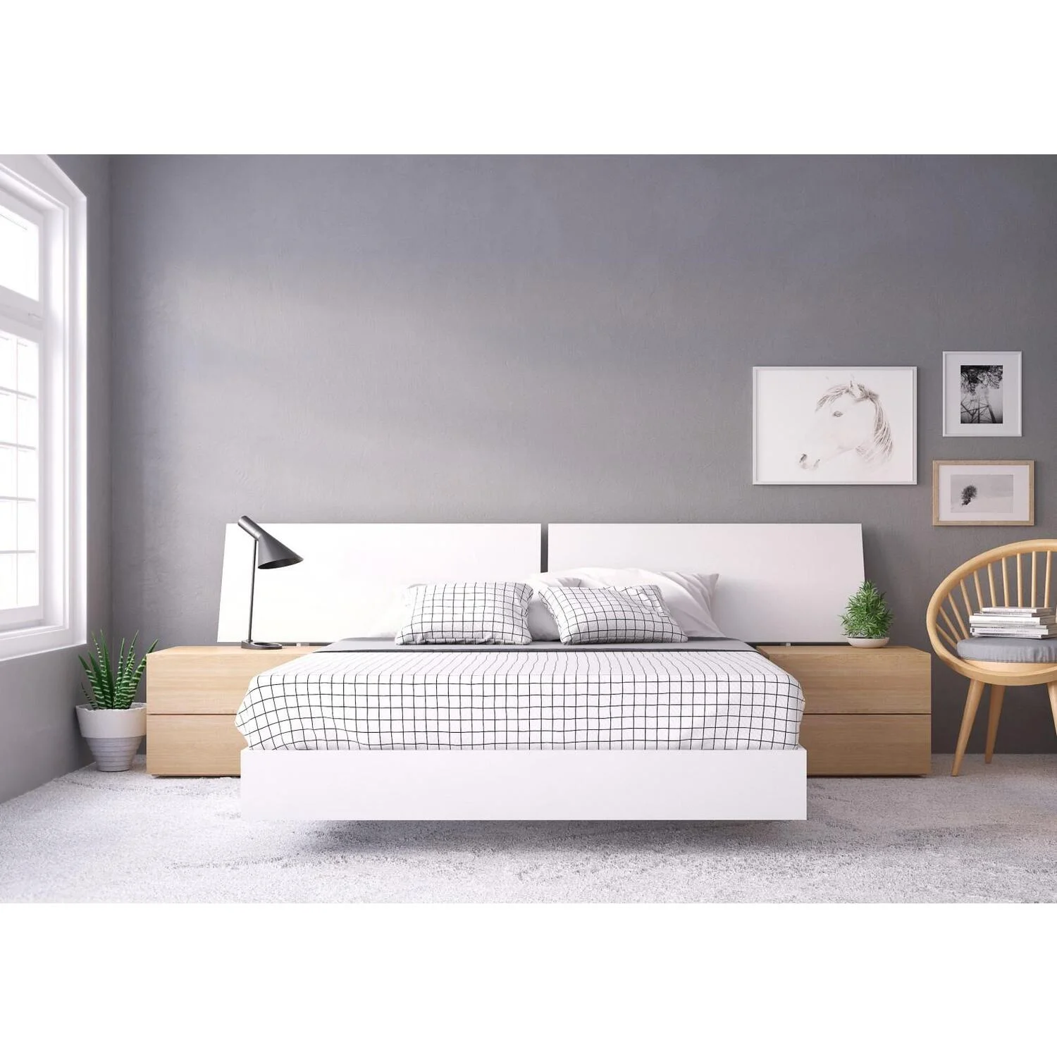 Esker Queen Size Bedroom Set #400833 from Nexera, Natural Maple and White-Finish:Natural Maple/White