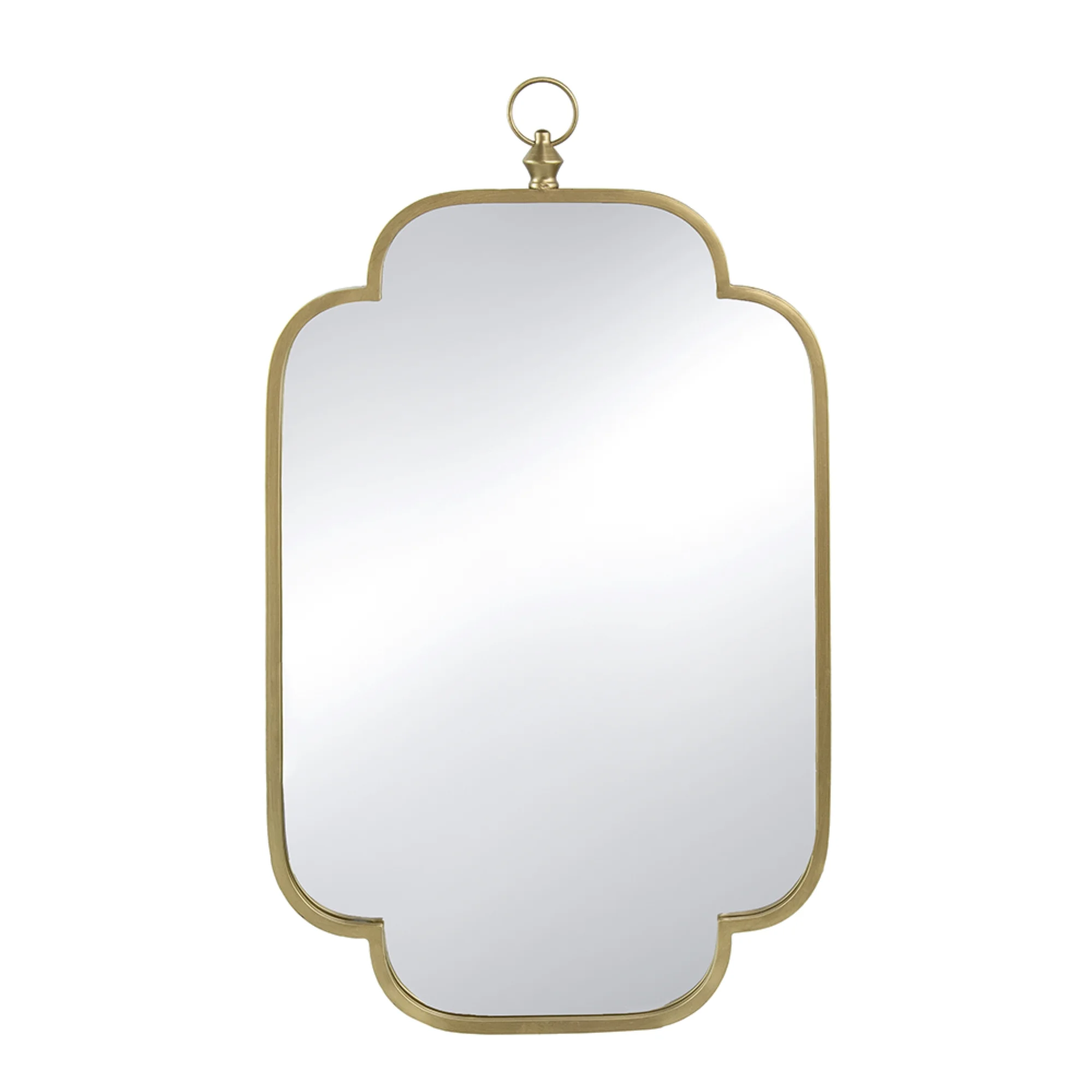 CC Home Furnishings Curved Notched Edges Wall Mirror with Ring - 36
