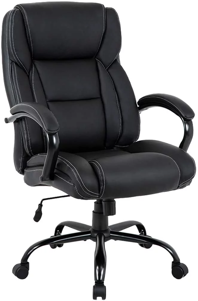 Ergonomic Computer Chair High Back PU Executive Chair with Lumbar Support Headrest Swivel Chair for Women Men Adults,Black