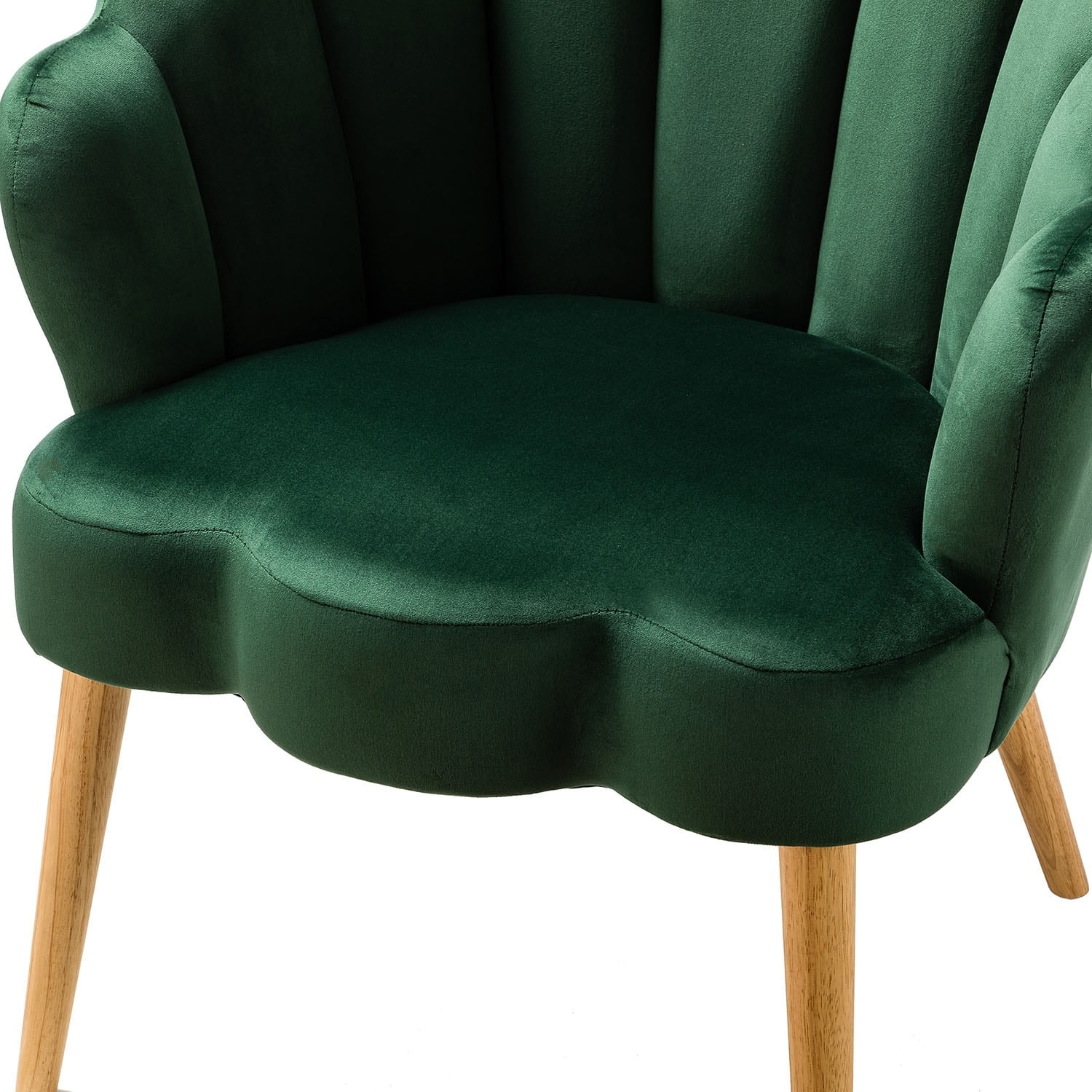 HULALA HOME Eleanora Morden Scalloped Velvet Arm Chair with Tufted Back by  GREEN