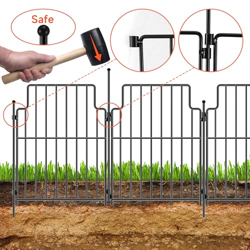 10Pack Decorative Garden Fence, 21in x10.83ft Small Animal Barrier Fence,Square No Dig Garden Fence Border for Dog Rabbits, Rustproof Metal Ground Stake Fencing Panels for Outdoor Yard Patio