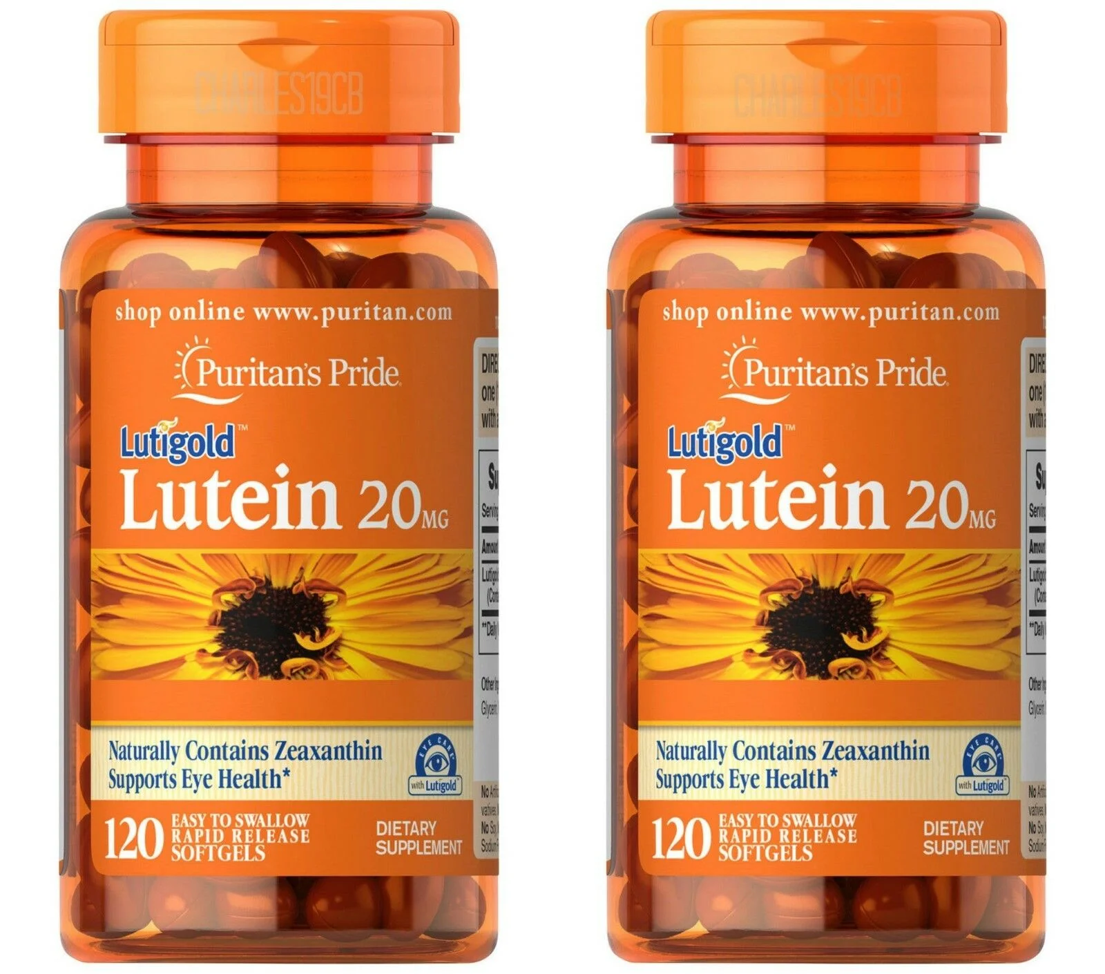 Puritan's Lutigold Lutein 20 mg 120 Softgels with Zeaxanthin Supports Eye Health (2 PACK)