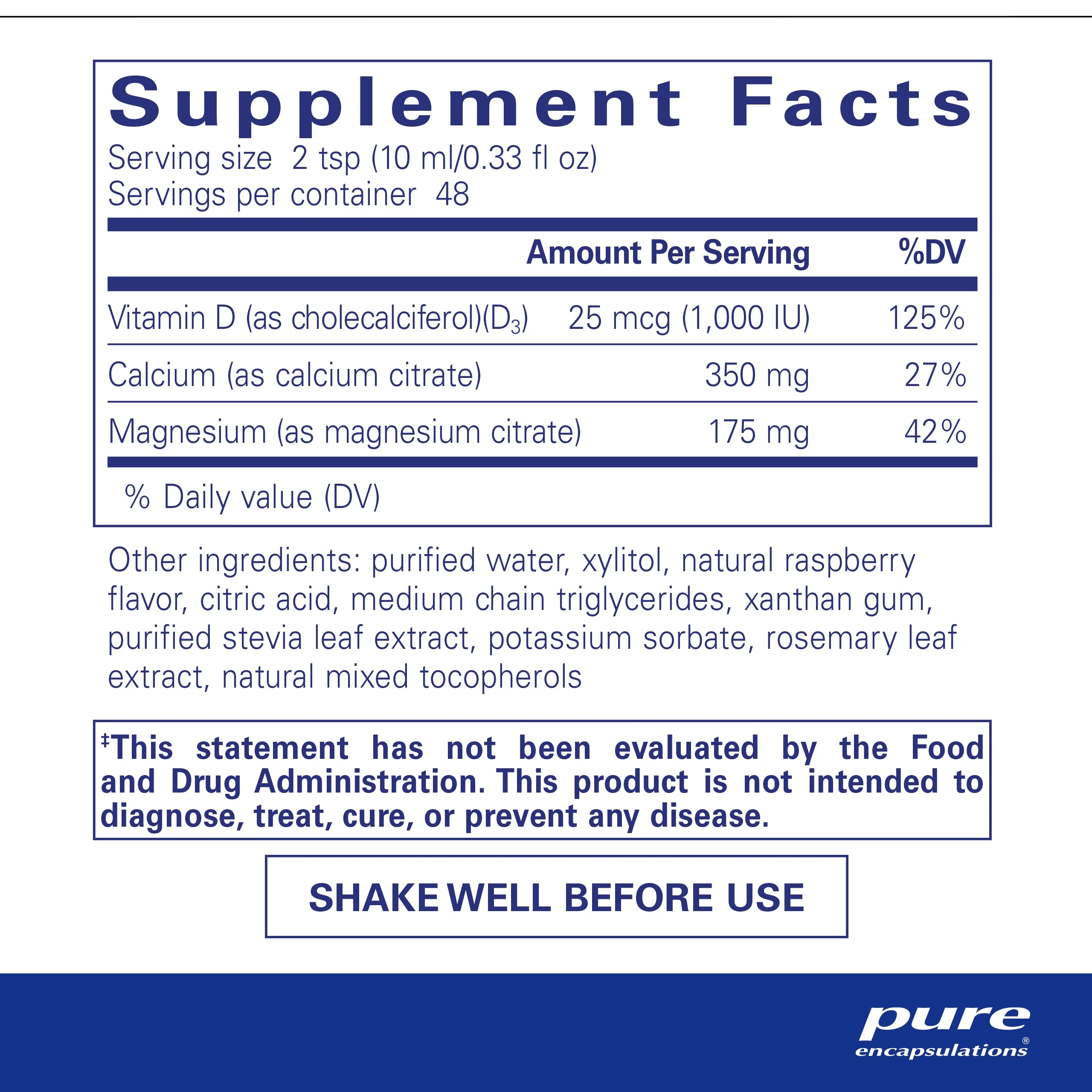 Pure Encapsulations Cal/Mag/D Liquid | Calcium, Magnesium and Vitamin D in a Convenient Liquid Form | 16.2 fl. oz.