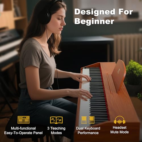 MUSTAR 88 Key Piano Keyboard for Beginners, Semi Weighted Electric Piano Keyboard 88 Keys, Portable Digital Piano 88 Key Weighted with 3-Pedal Unit, Built-In Speakers, USB/MIDI Connecting (Black)