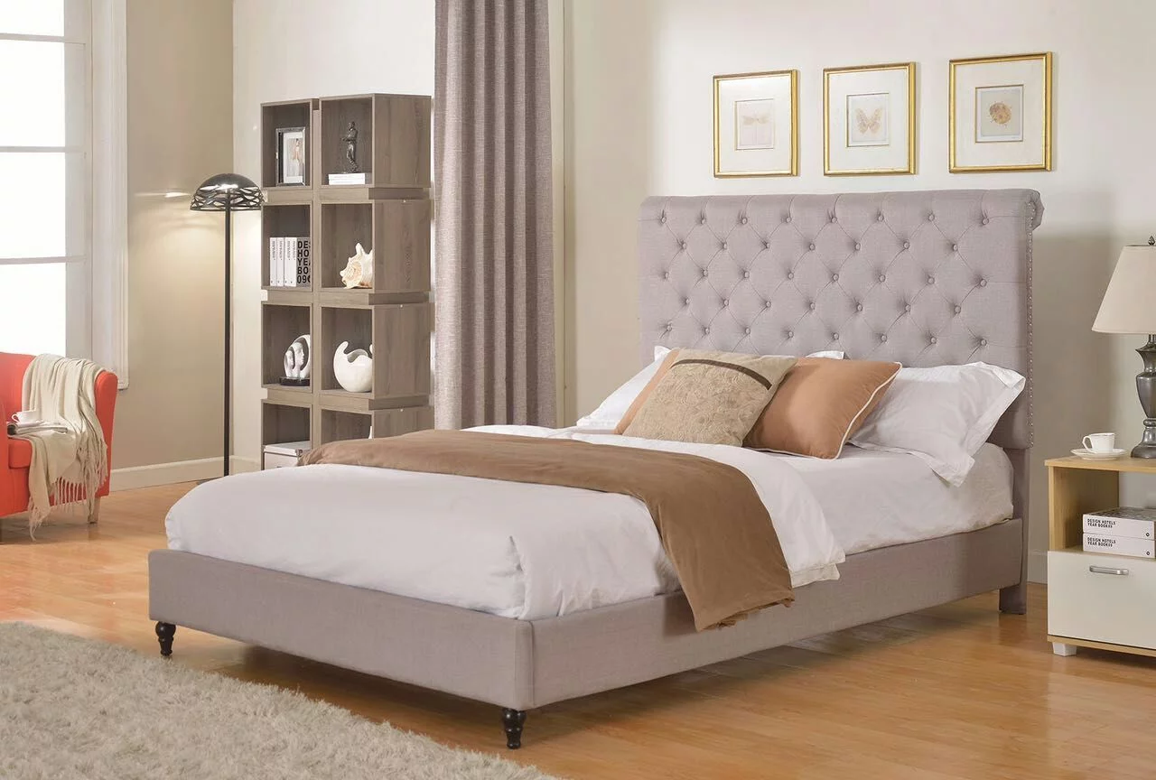 Full Size 48 inch Upholstered Platform Bed Frame - Gray - Oliver & Smith