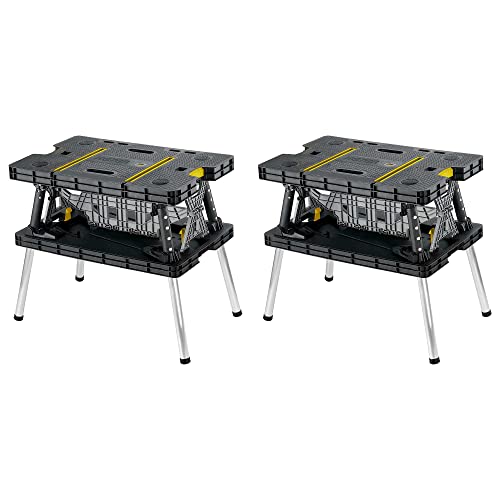 Keter Folding Work Table, Portable Workbench w/ 12