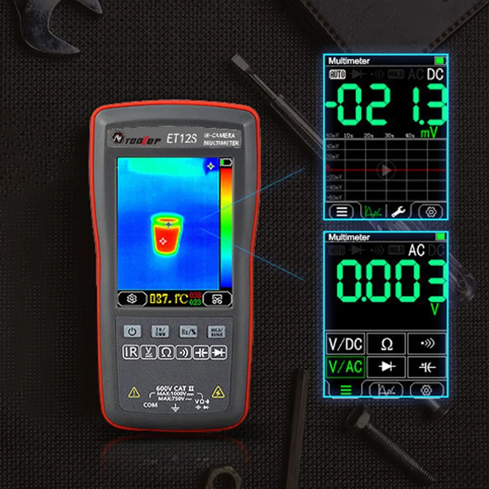 TOOLTOP Multimeter with Thermal Imager, 2.8inch Color Display, 24*32 Thermal Imaging Pixel, 6000 Counts, for Electrical Testing