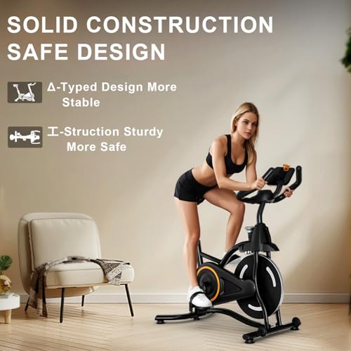 Exercise Bike,Stationary Bikes for Home,Adjustable Workout Bike, Professional Exercise Bikes for Home, Efficient Workout Bike with Smartphone Mount & Digital Pulse Display
