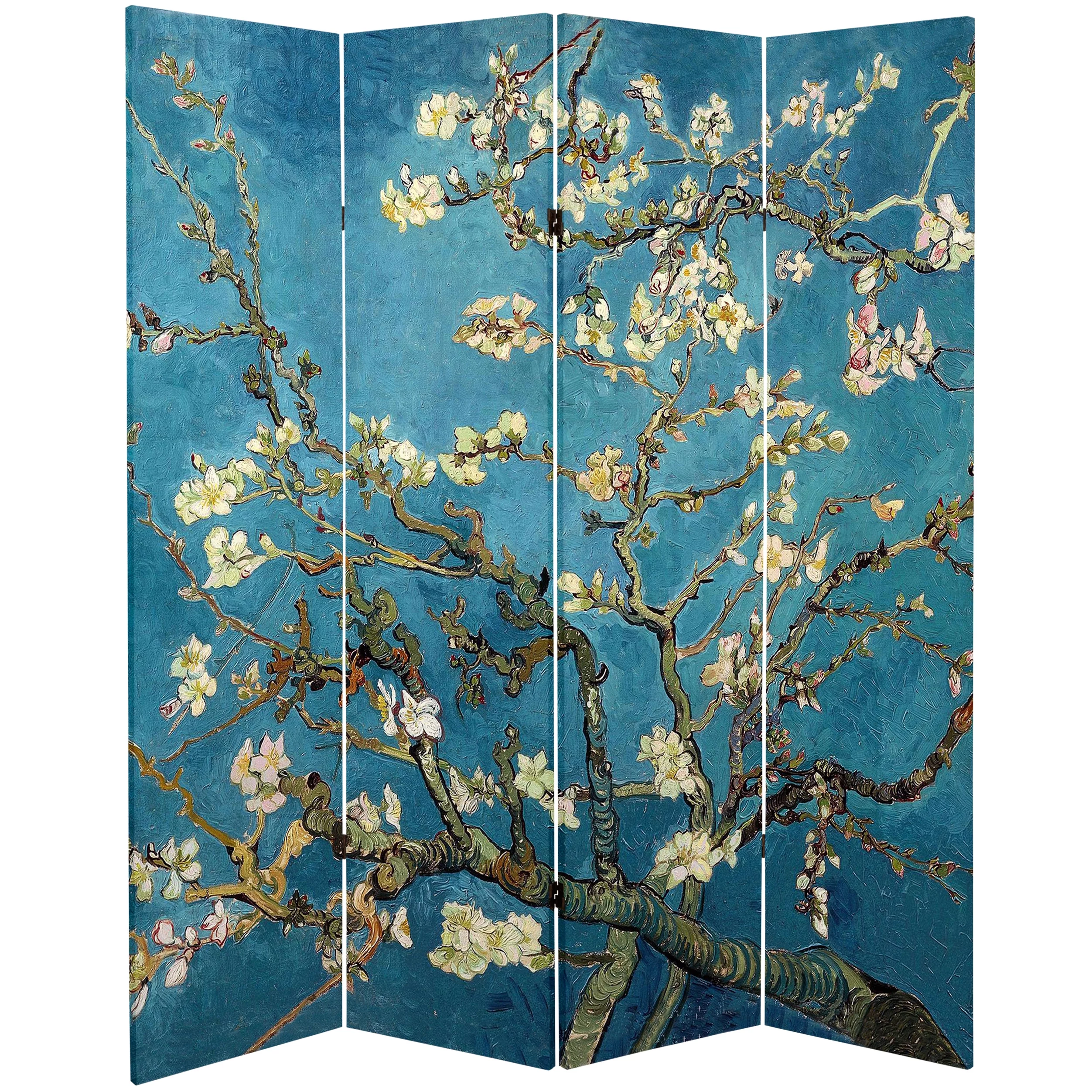 Oriental Furniture 6 ft. Tall Van Gogh Almond Blossom Canvas Screen - 4 Panel