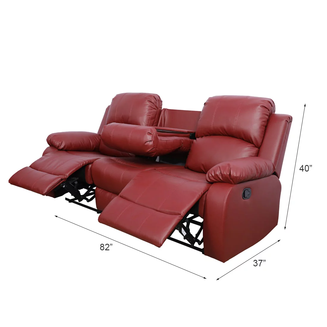 Ainehome Red Leather Reclining Sofa + Loveseat Set Living Room Recliner Set