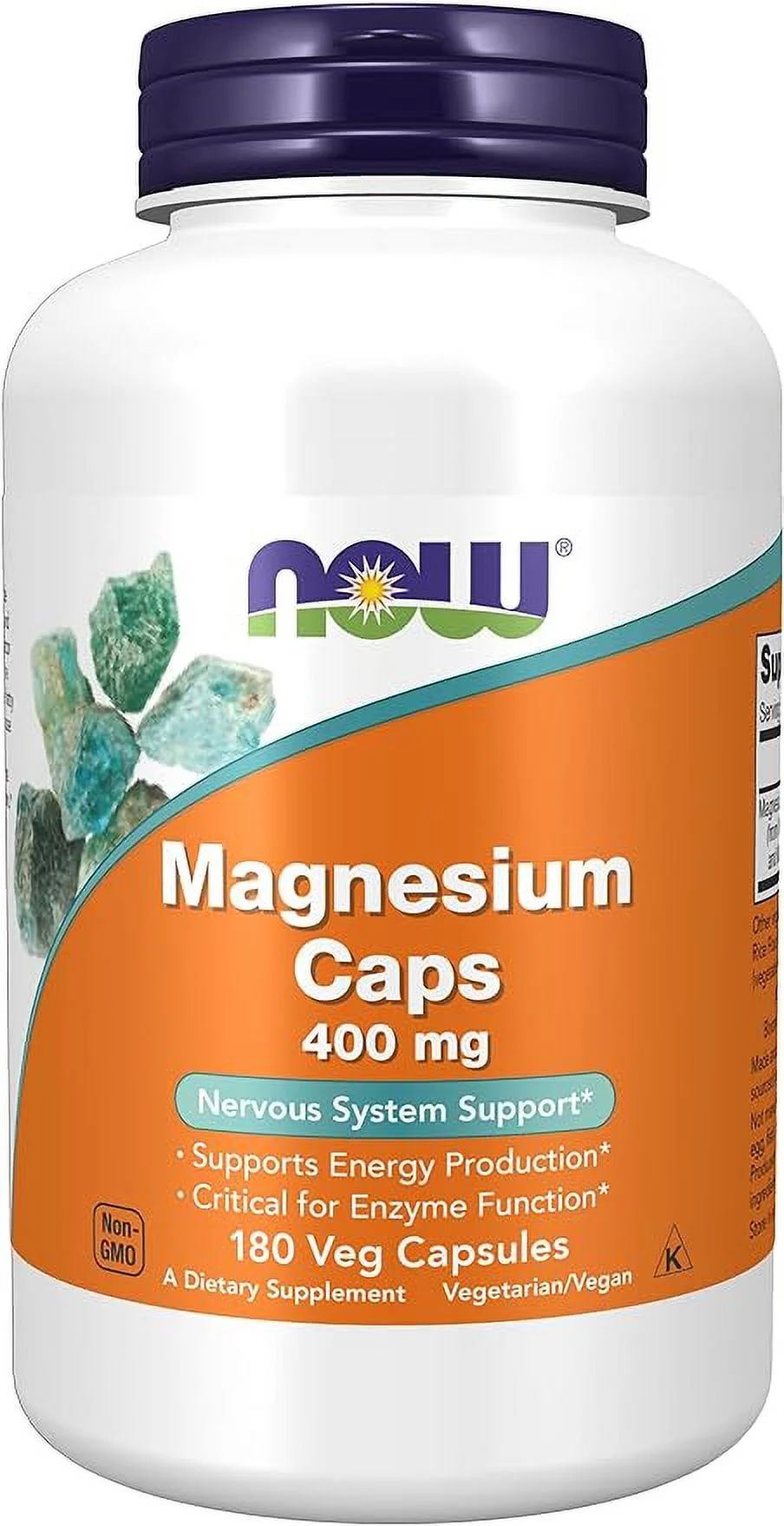 NOW Supplements, Magnesium 400 mg, Enzyme Function*, Nervous System Support*, 180 Veg Capsules