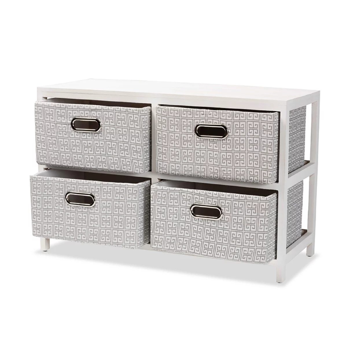 Baxton Studio Camber Modern and Contemporary White Finished Wood 4-Basket Storage Unit,Wholesale Interiors
