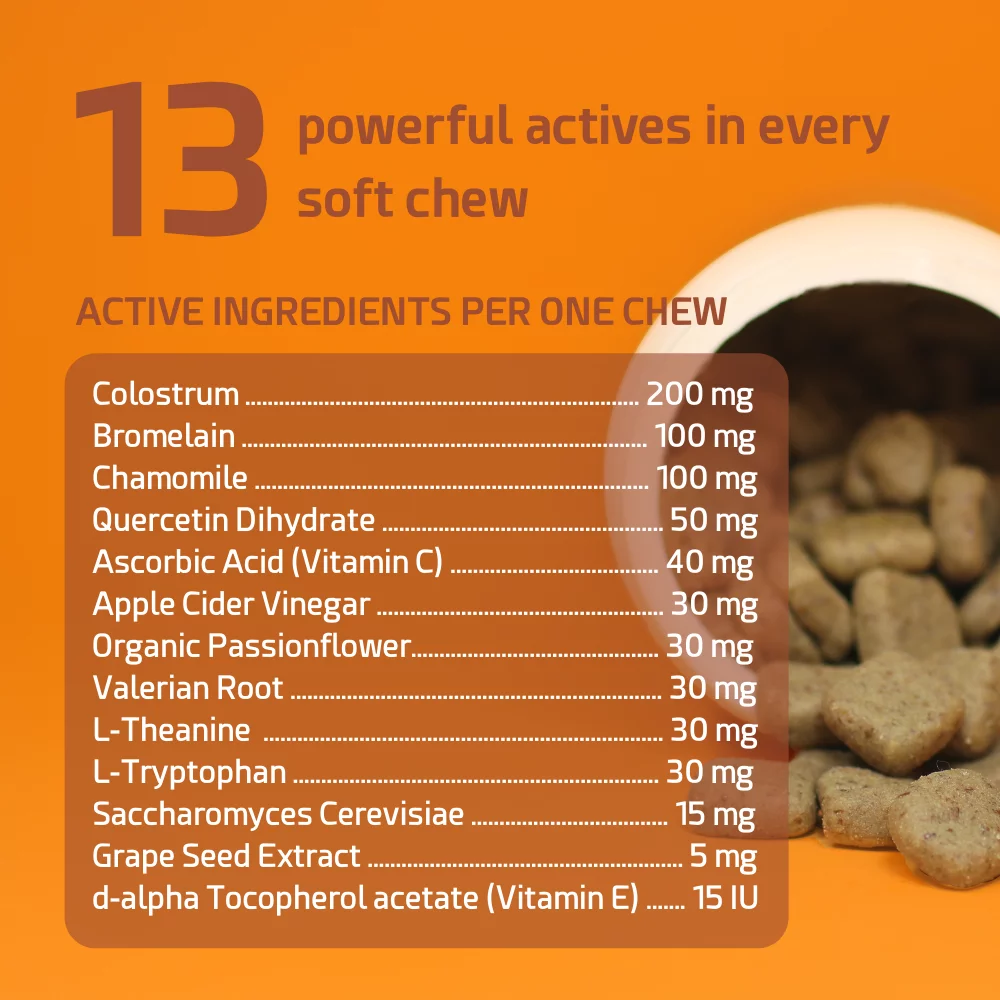 POINTPET Allergy Plus Calming Formula, Allergy Relief for Dogs, Calming Treats for Dogs, Smoked Salmon Oil Flavor