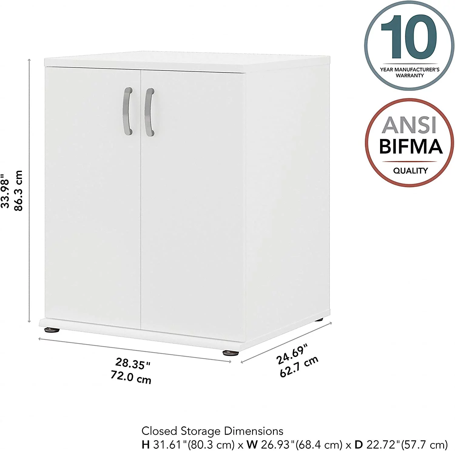 Universal Laundry Room Cabinet with Doors in White - Engineered Wood