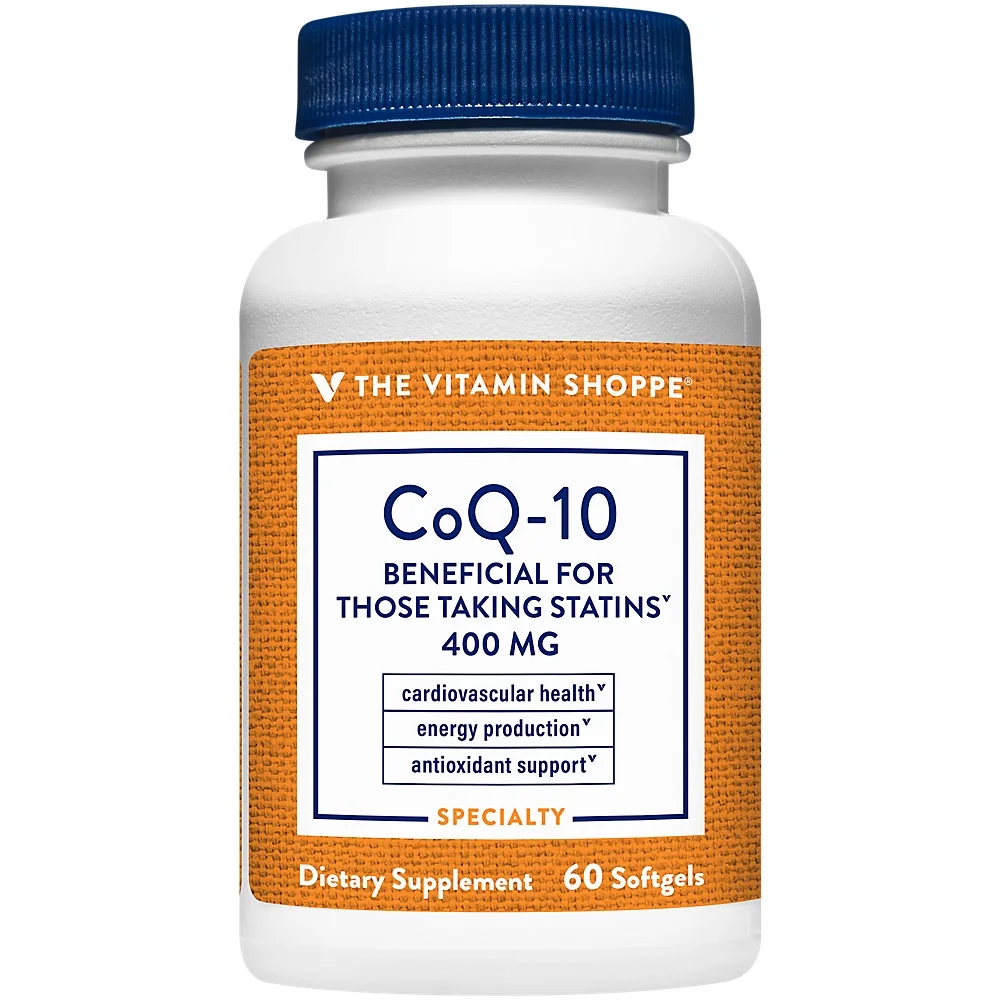 The Vitamin Shoppe CoQ-10 400mg - Beneficial for Those Taking Statins – Supports Heart & Cellular Health and Healthy Energy Production, Essential Antioxidant – Once Daily (60 Softgels)