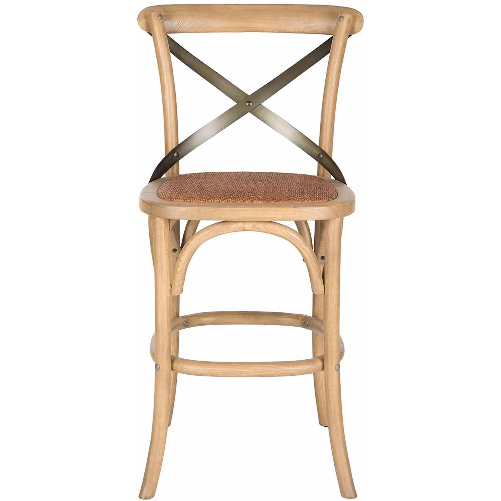 SAFAVIEH Eleanor X-Back Bistro Rustic Counter Stool with Footrest, Weathered Oak/Medium Brown