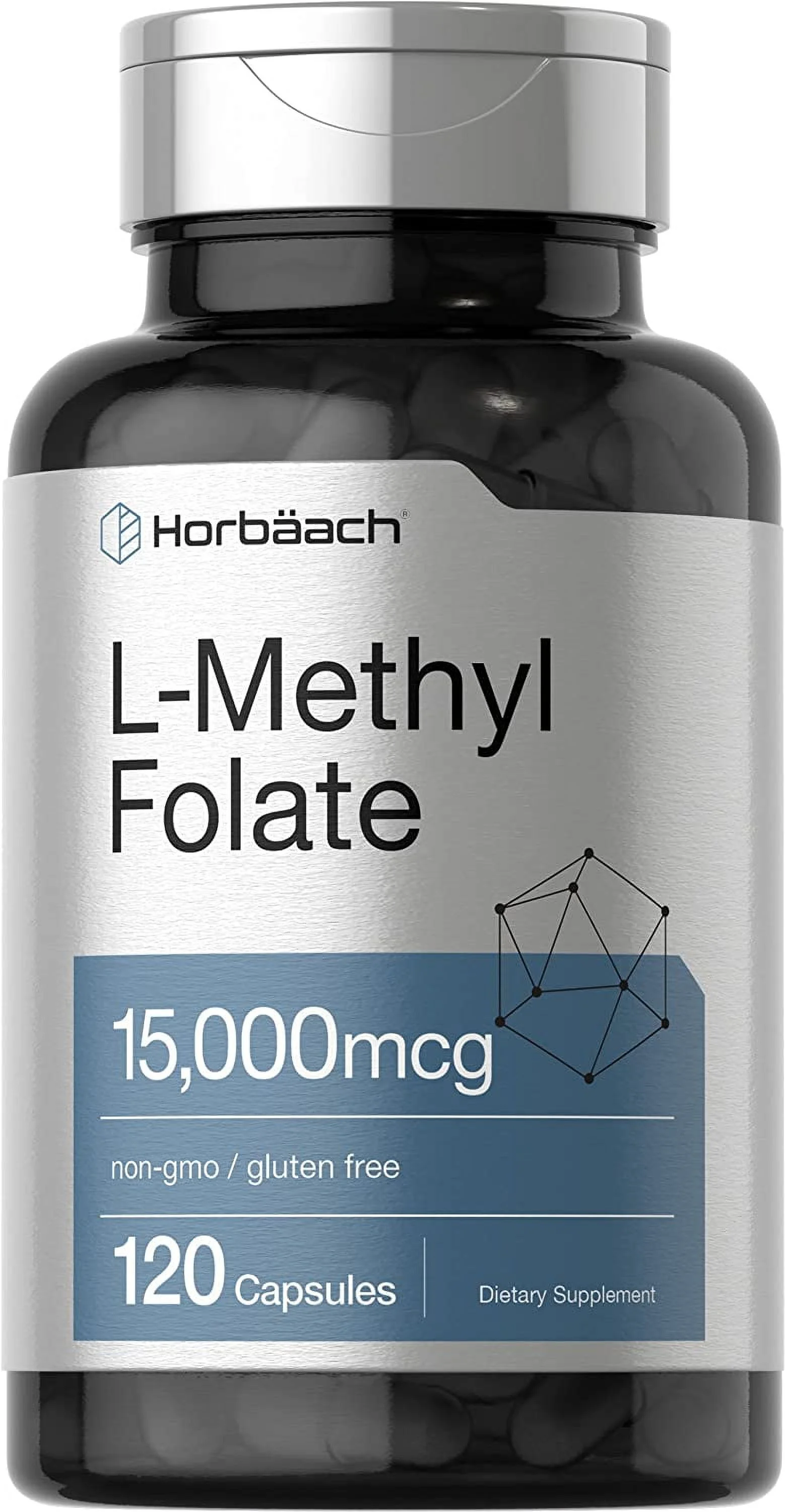L Methylfolate 15000 mcg | 120 Capsules | Methyl Folate 5-MTHF | by Horbaach