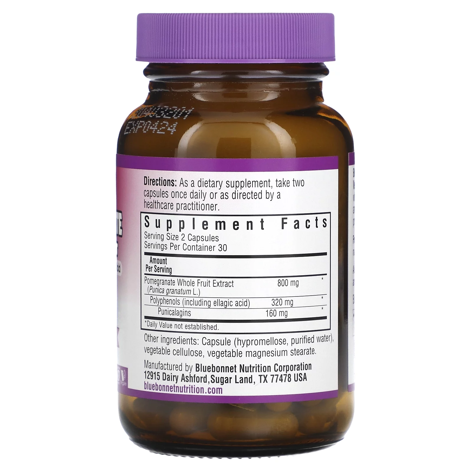 Bluebonnet Nutrition Pomegranate Whole Fruit Extract, 60 Vegetable Capsules