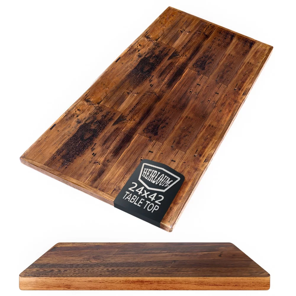 HEIRLOUM Reclaimed Wood Table Top - Rustic Recycled Solid Wooden Piece Perfect for Signs, Counters, Kitchens, Dining and Coffee Table Tops (Straight Plank Table Top, 24