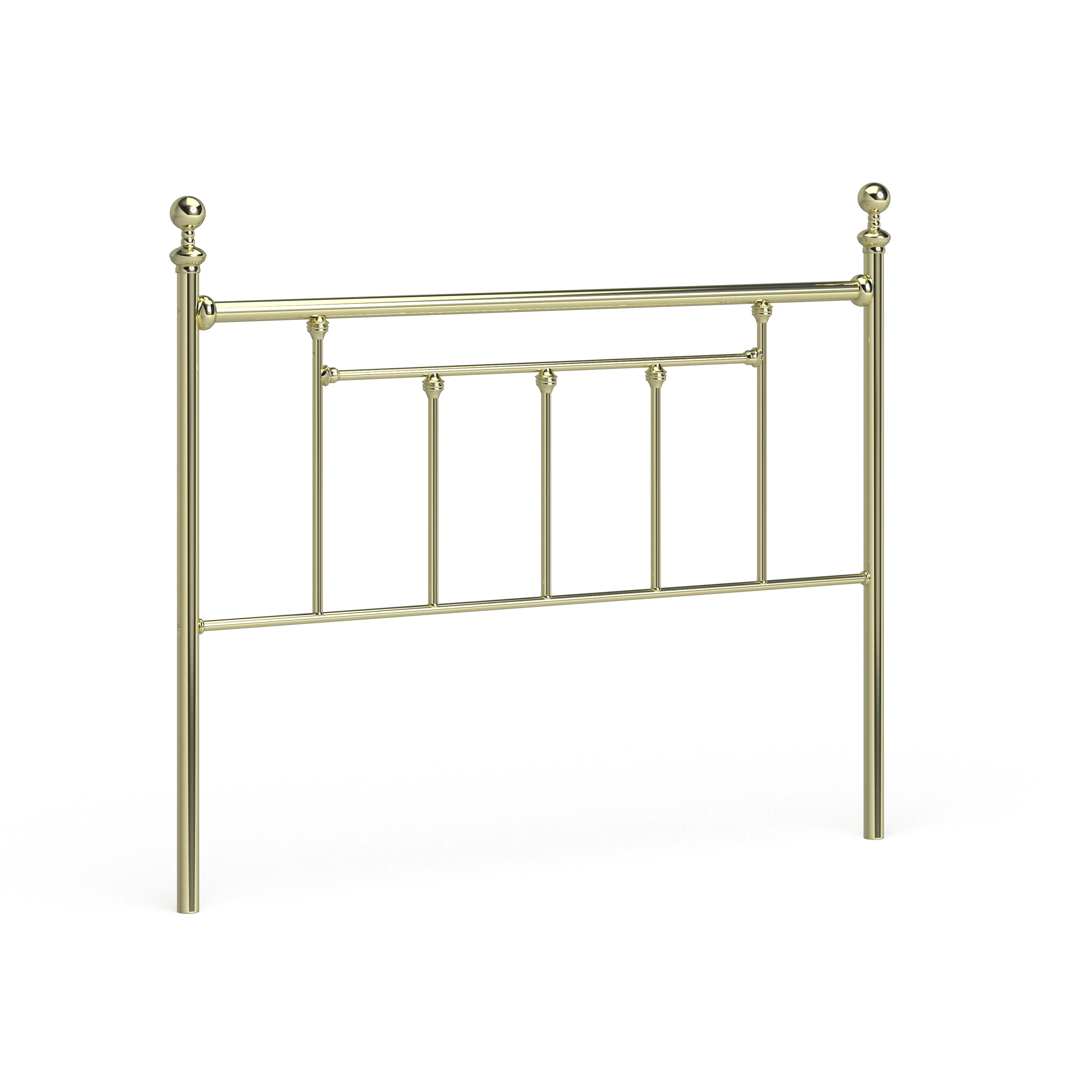 Hillsdale Chelsea Classic Brass Metal Headboard with Round Finials Queen