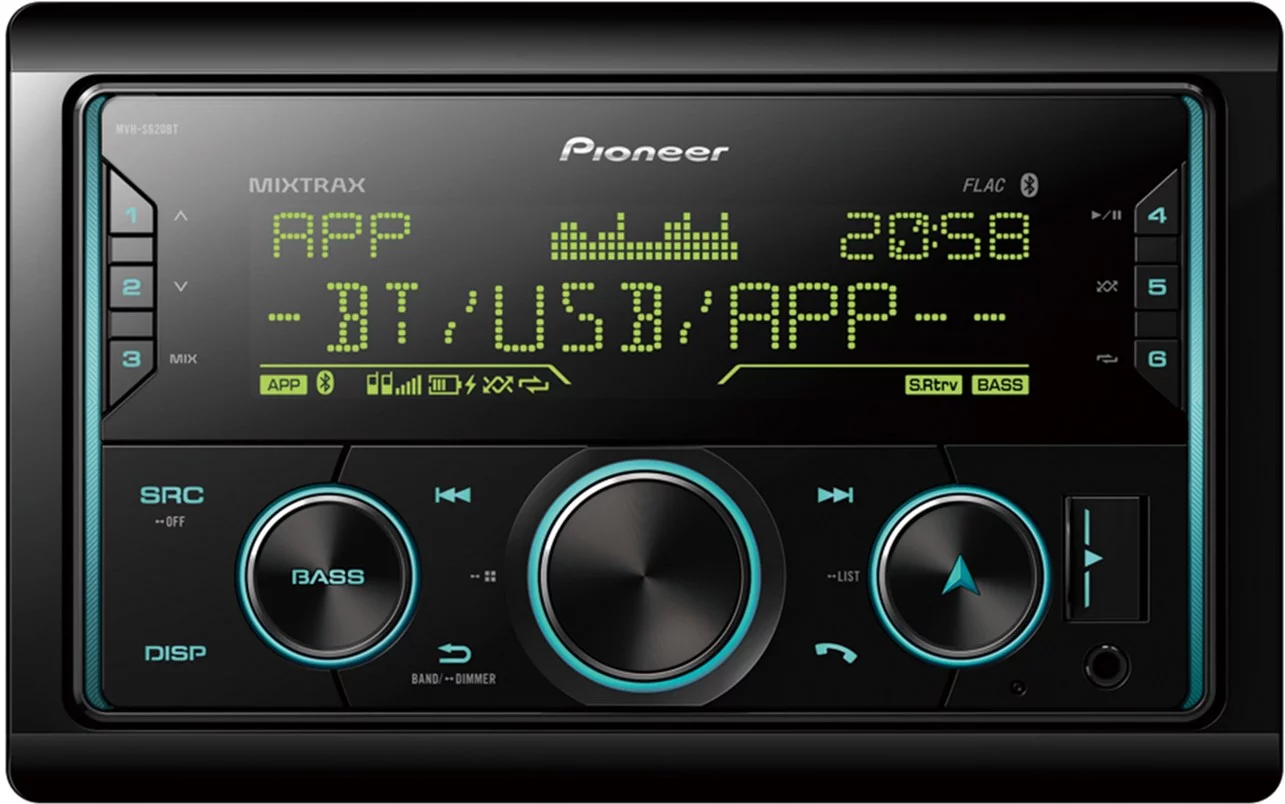 Pioneer MVH-S620BS Double-DIN In-Dash Digital Media Receiver with Bluetooth and SiriusXM Ready