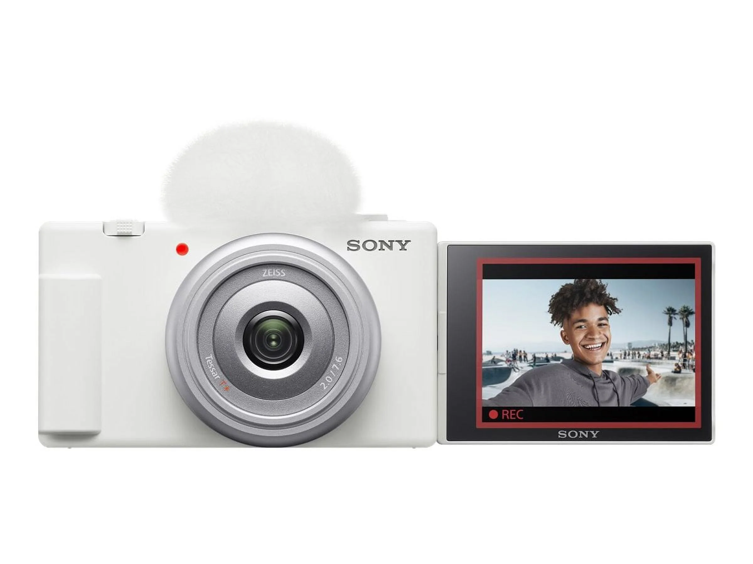 Sony ZV-1F - Digital camera - compact - 20.1 MP - 4K / 30 fps - ZEISS - Wi-Fi, Bluetooth - white