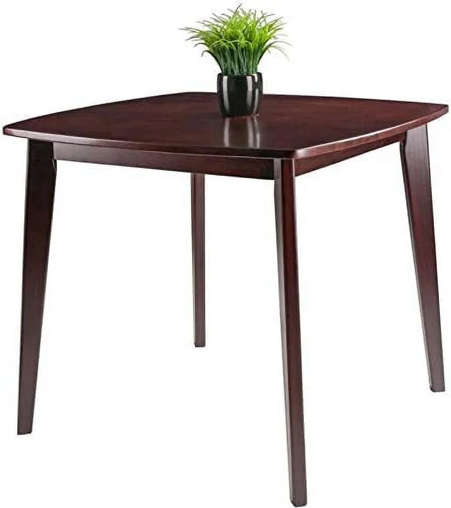 KHBIULIFE 34" Square Transitional Solid Wood Dining Table in Walnut