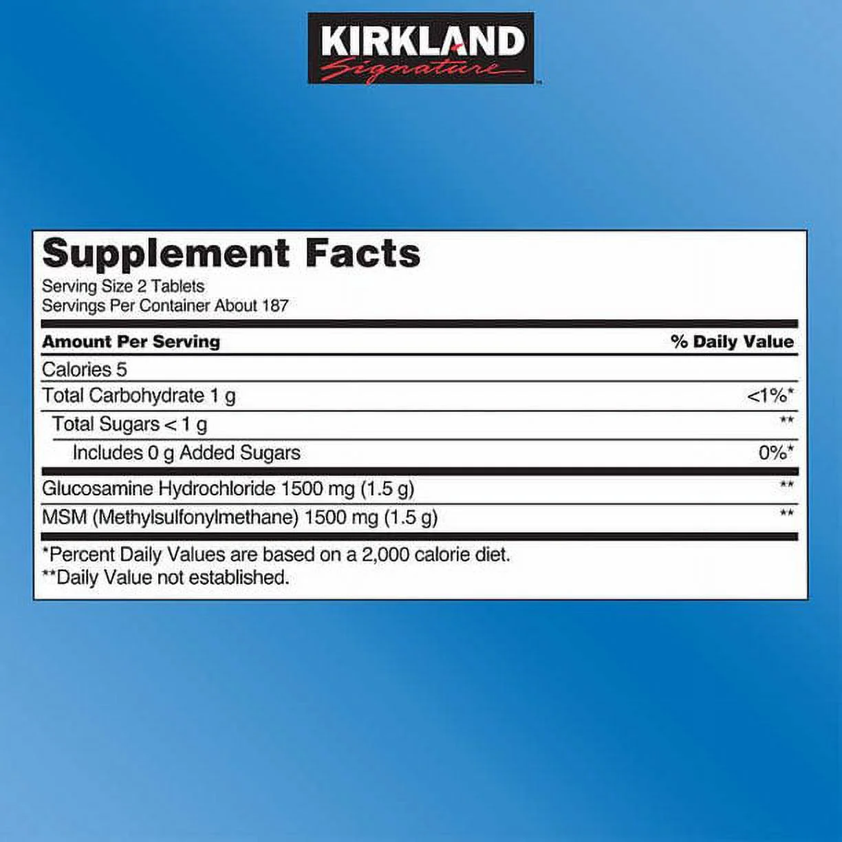 375 Tablets | Kirkland Glucosamine with MSM Supports Healthy Joints and Cartilage, 375 Tablets