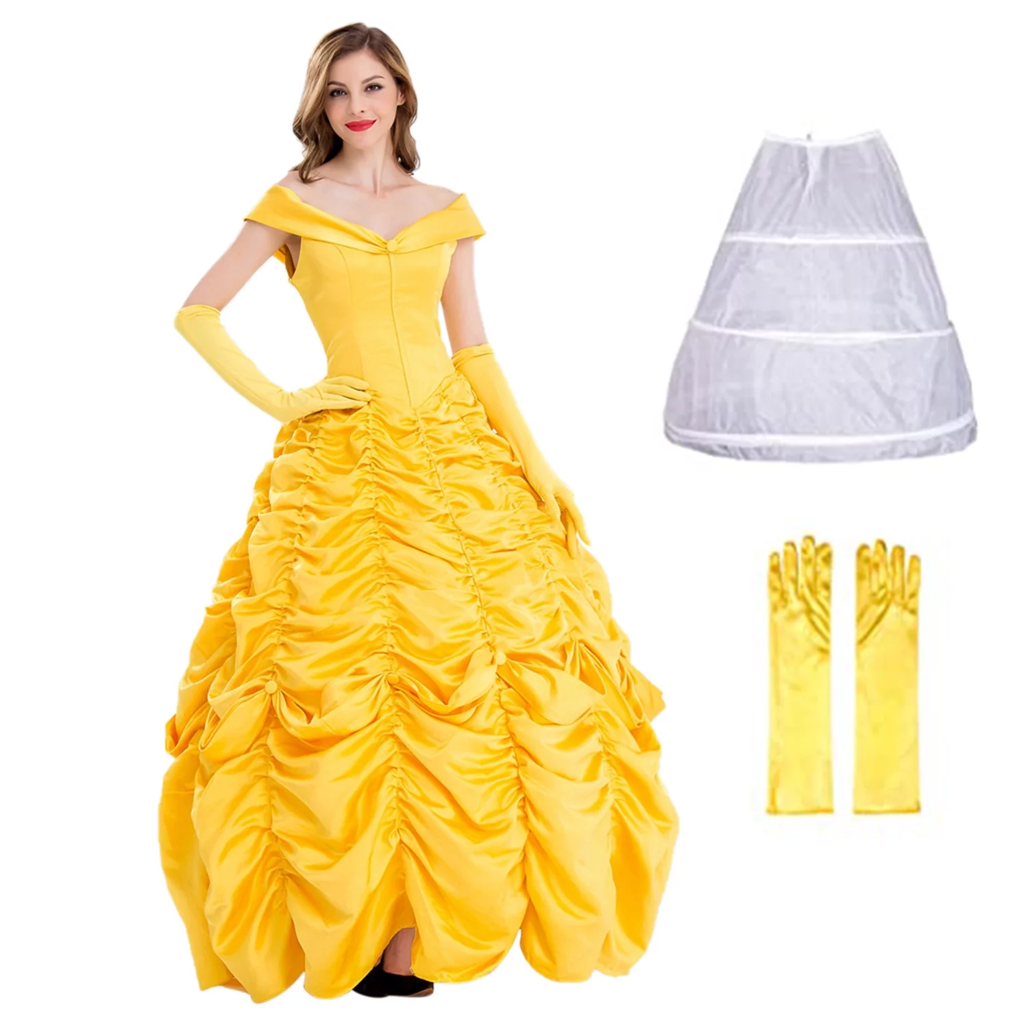 Belle Dress Beauty and Beast Costume for Women Belle Cosplay Princess Dress Up Clothes Halloween