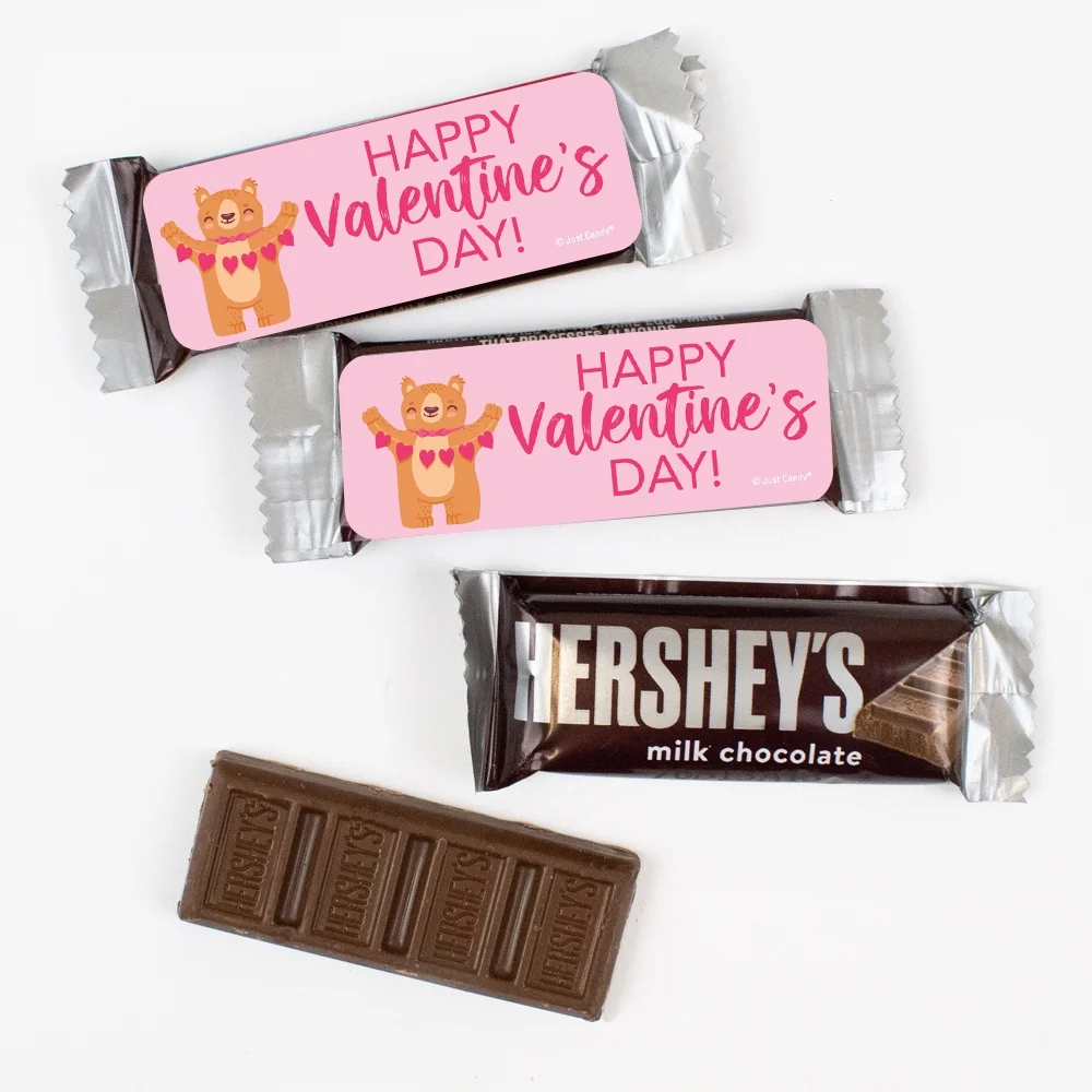 44 Pcs Bulk Valentine's Day Candy Snack Size Chocolate Bar Party Favors (19.8 oz, Approx. 44 Pcs) - Bear & Hearts
