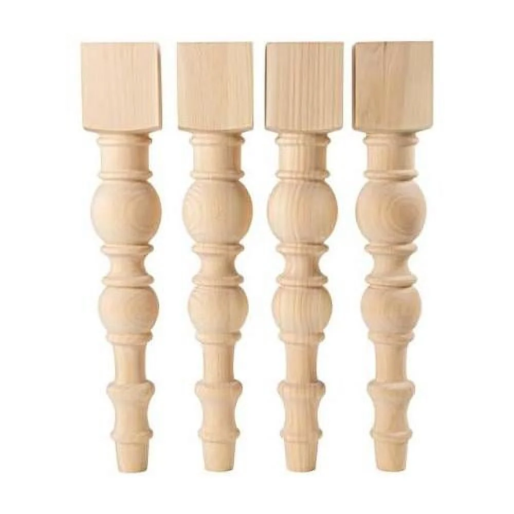 Modern Farmhouse Dining Table Legs - Unfinished - Turned Legs - DIY Furniture - Set Of 4 With Dimensions: 5
